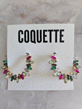 Rhinestone Boutique hoop gold fashion earrings